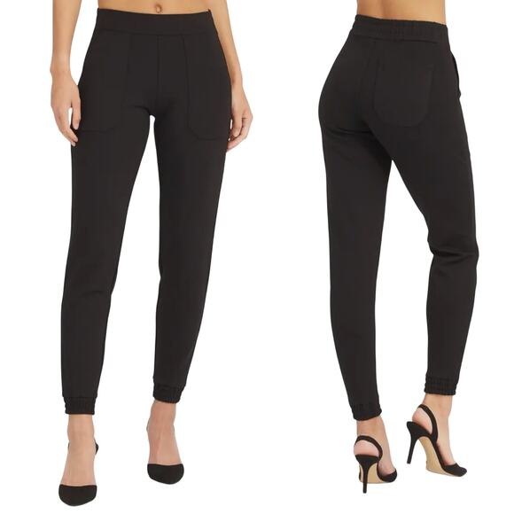 Spanx Women’s Perfect Pants Ankle Joggers Black Pull On Sweats Large - Picture 1 of 9